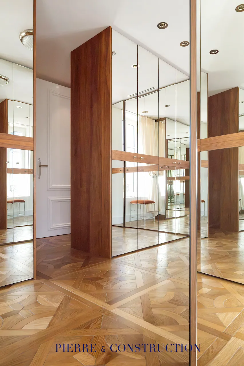 dressing vitree bois parquet villa renovee antibes